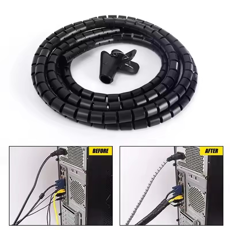 2M Flexible Spiral Cable Organ - Plastic Pipe Clip ulasan dan harga